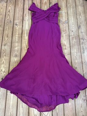 Mikael Aghal Purple Mermaid Trumpet Gown Dress Size 12